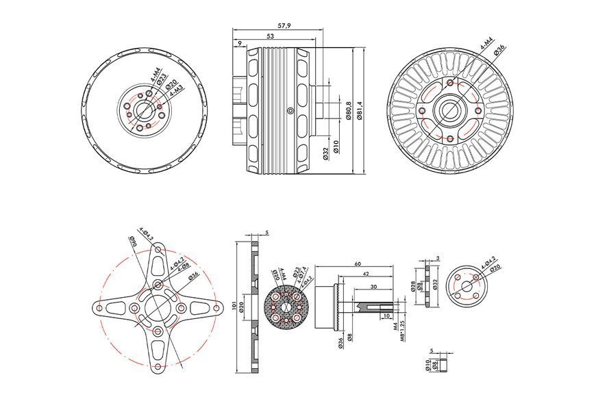 Мотор T-Motor AT7215 30CC KV270 8S 4800W для літаків TM-AT7215-270 фото