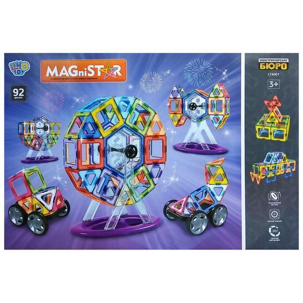 Магнітний 3D конструктор Limo Toy LT4001 "Атракціони: Колесо огляду", 92 деталі LT4001 фото