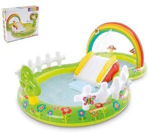 Игровой центр с горкой и распылителем Intex 57154 "Мой сад" 290х180х104 см, от 2 лет, детский бассейн 57154 фото