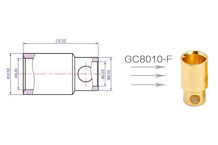 Конектори силові AMASS PLUG 8.0MM Female 3шт AMS-GC8010-F3.G фото