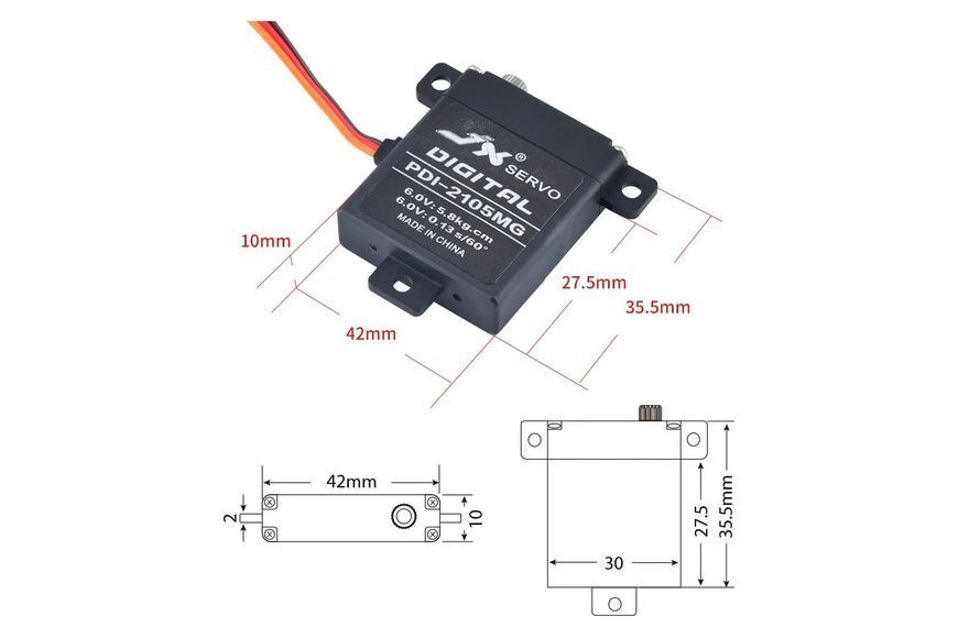Сервопривод мини 21г JX-Servo PDI-2105MG 5.8кг/0.13с/6.0В PDI-2105MG фото