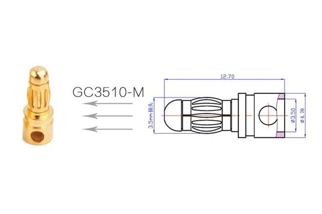 Конектори AMASS GC3510 3.5MM Male 3шт AMS-GC3510-M3.G фото